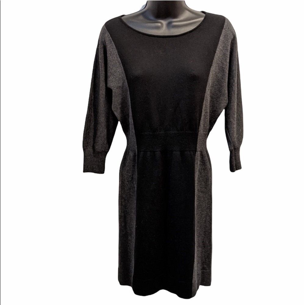 2/$20 Loft Black And Grey Color Block Knit Sweater Dress XS